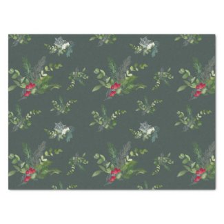 Holly, Fir and Snowflake Forest Green