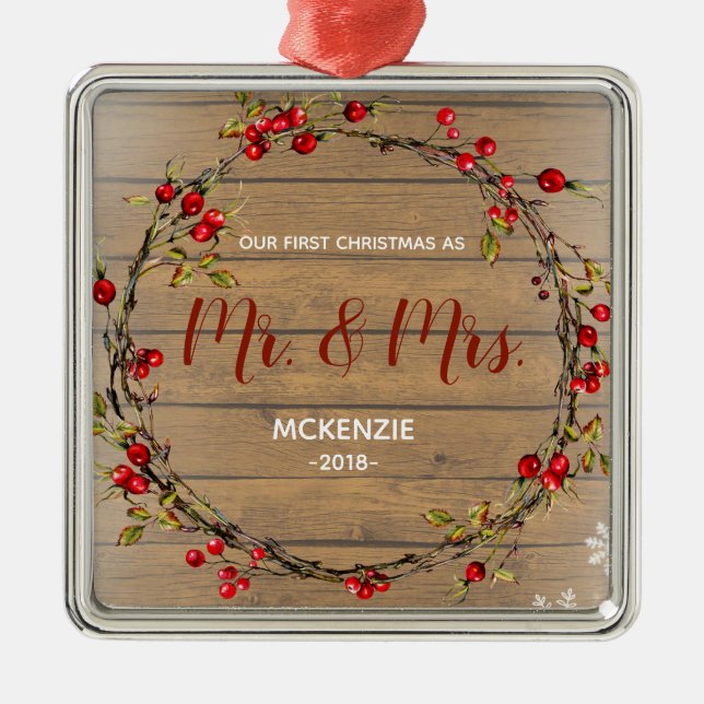 Holly First Christmas as Mr & Mrs Ornament (Front)