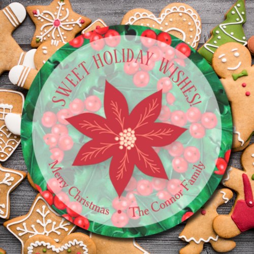 Holly Floral Christmas Homemade Holiday Baking Classic Round Sticker