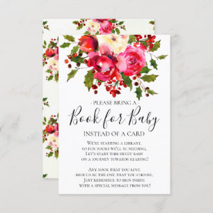 Holly Floral Floral Baby Shower Book for Baby Invitation