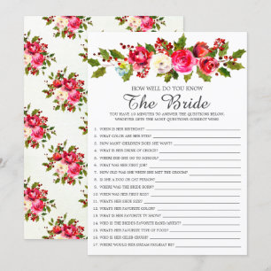 Holly Floral How Well Do You Know The Bride Game Invitation