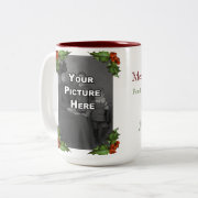 Holly Frame Vertical Holiday Photo Mug