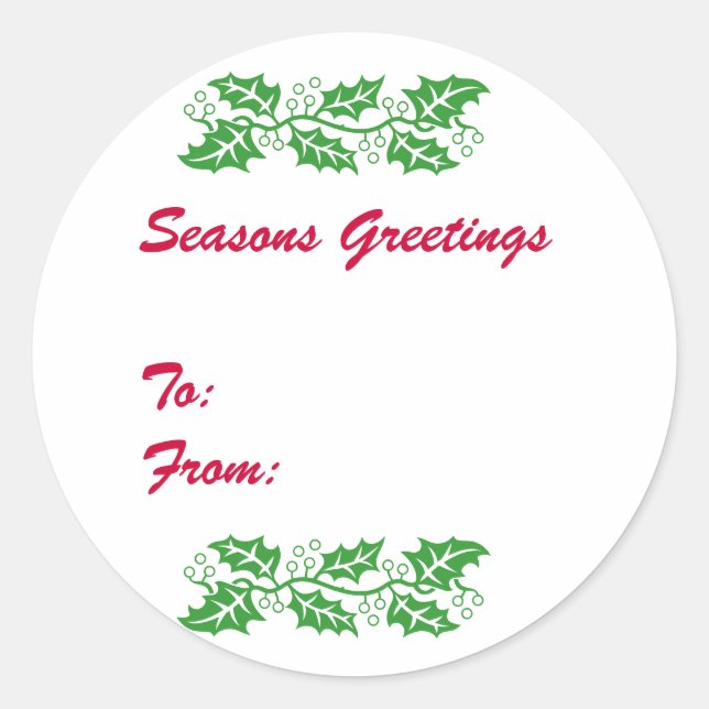 Holly Gift Tag Stickers (Front)
