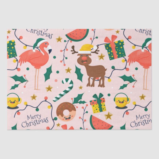 Holly Gifts Christmas Pink Tissue Paper (Front)