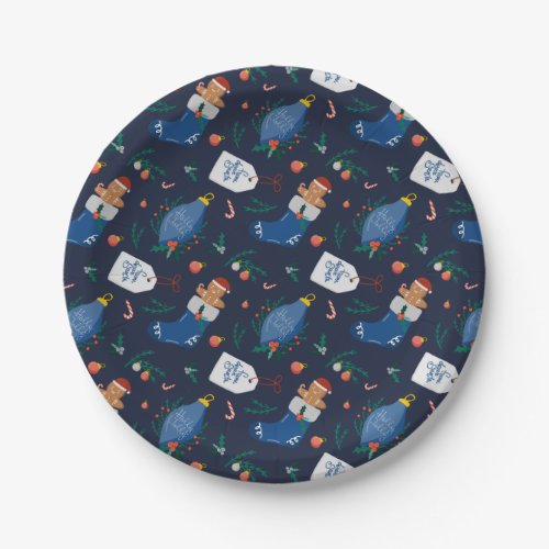 Holly Gingerbread Man Candy Cane Christmas Paper Plates