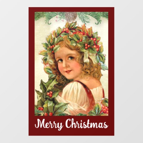 Holly Girl Christmas Wall Decal