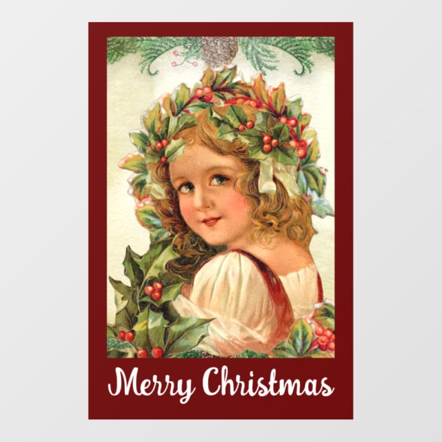 Holly Girl Christmas Wall Decal (Front)