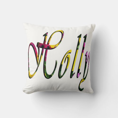 Holly Girls Name LogoWhite Throw Cushion Throw Pillow