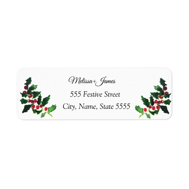 Holly Green Nature Christmas Festive Wedding Label (Front)