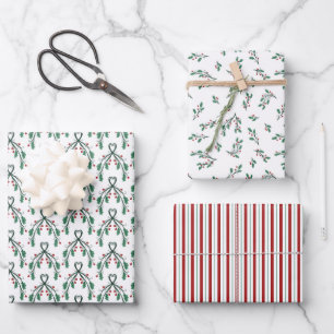 Holly Greenery Patterns Christmas Gifts Wrapping Paper Sheets