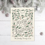 Holly Hand-lettered Merry Christmas  Holiday Card<br><div class="desc">For digital card please go to greenvelope; Original illustration by Becky Nimoy.</div>