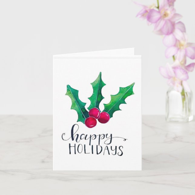 Holly Happy Holidays FOLDED card (Orchid)