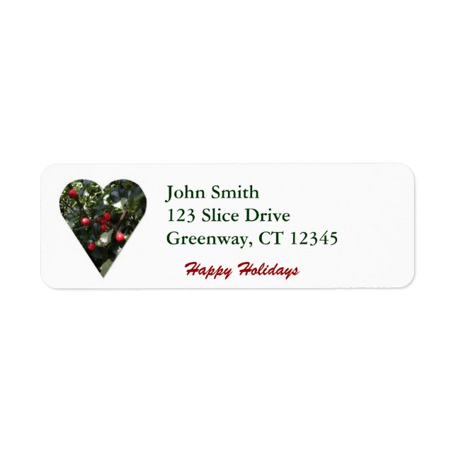 Holly Heart Avery Label (Front)