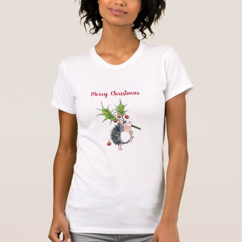 Holly Hedgehog Christmas T_Shirt