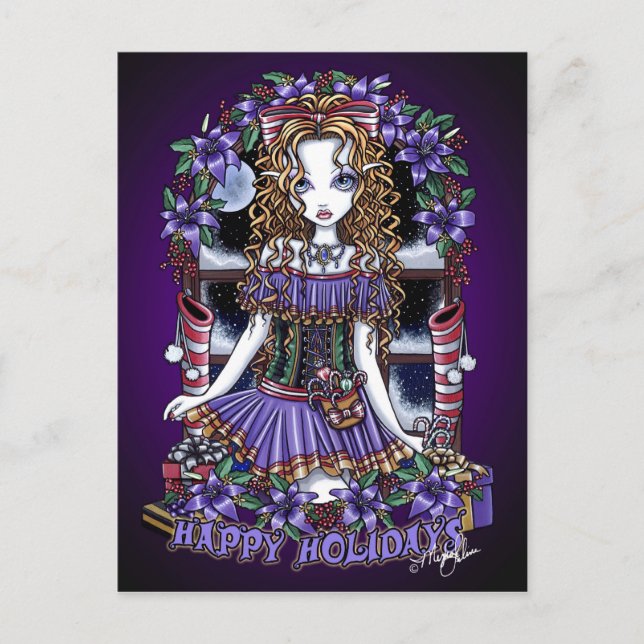 Holly Holiday Christmas Party Candy Angel Postcard (Front)