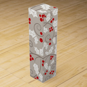 Holly Holiday Christmas Wine Gift Box