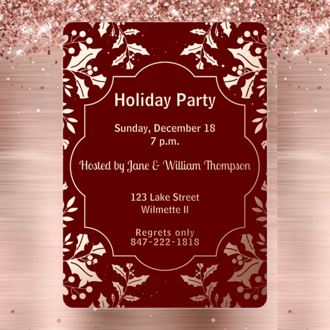 Holly Holiday Pary Foil Invitation (Creator Uploaded)