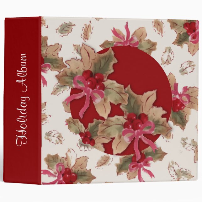 Holly Holiday Photo Album Binder (Front/Spine)