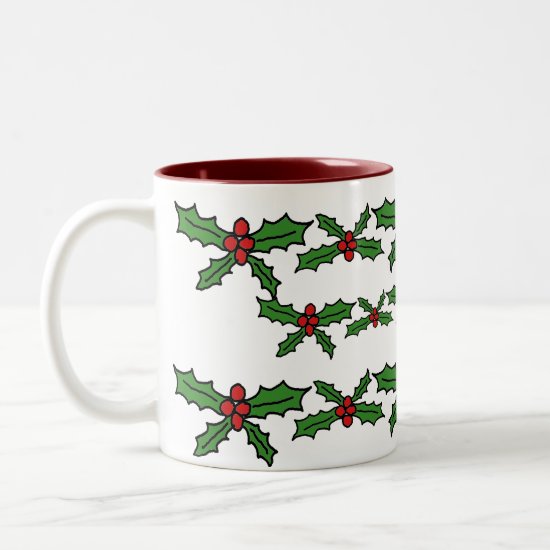 Holly holiday Two-Tone coffee mug