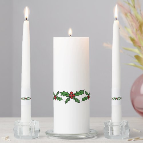 Holly holiday unity candle set