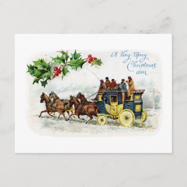 Holly, Horses and Stagecoach Postcard (Front)