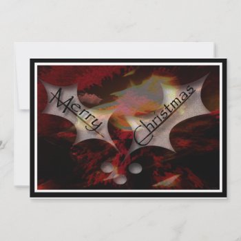 Holly In Abstract Fire Light Holiday Card by DanceswithCats at Zazzle
