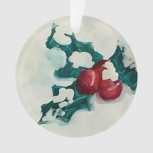 Holly in Snow Ornament (Front)