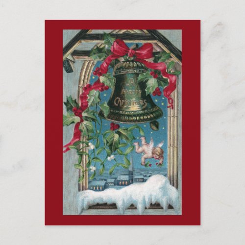 Holly in the Belfry Vintage Christmas Holiday Postcard