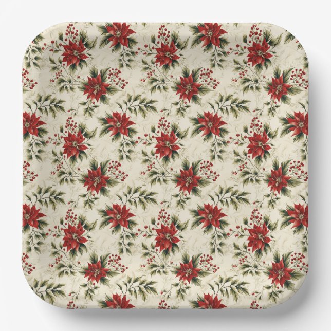 Holly & Ivy Christmas  Paper Plates (Front)