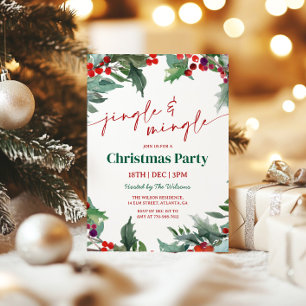 Holly Jingle and Mingle Christmas Party Invitation