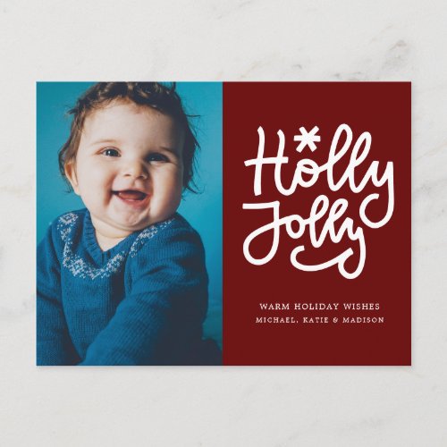 HOLLY JOLLY  Add Your Photo Holiday Postcard