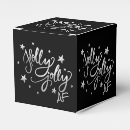 Holly Jolly AF  Shiny Silver Faux Foil Script Favor Boxes