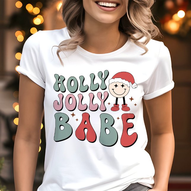 Holly Jolly Babe Retro Funny Christmas Tri-Blend Shirt (Creator Uploaded)