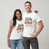 Holly Jolly Babe Retro Groovy Christmas Holidays T-Shirt