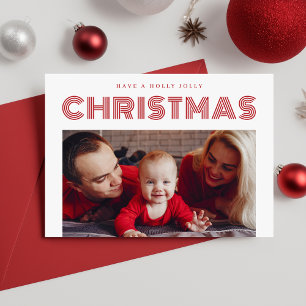 Holly Jolly Baby's First Christmas Family Photo Holiday Card