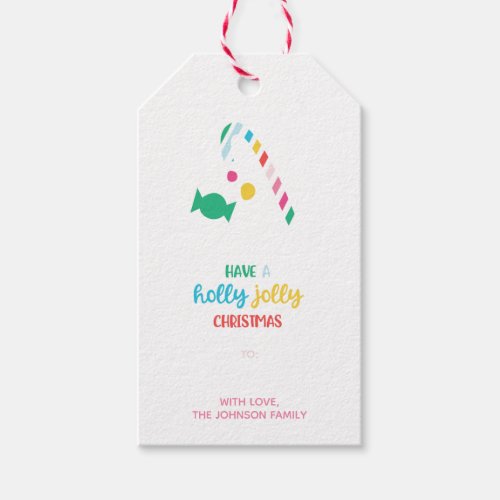 Holly Jolly Bright Christmas Candy Cane Gift Tags