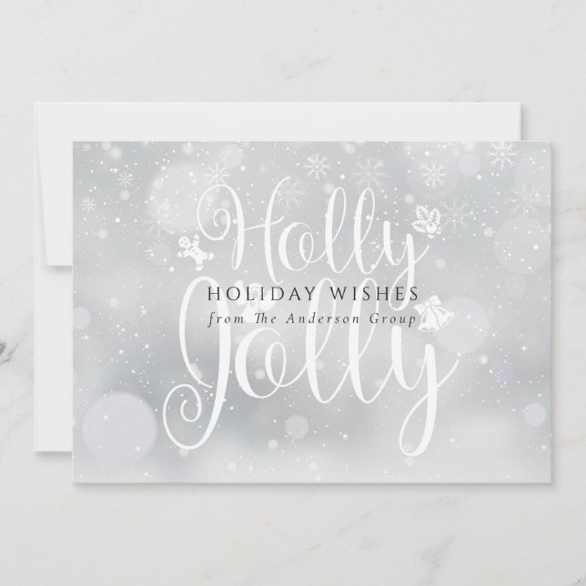 Holly Jolly Business Company Christmas Holiday Card (Front)