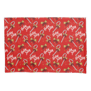Holly Jolly Candy Cane Cristmas Pillowcase