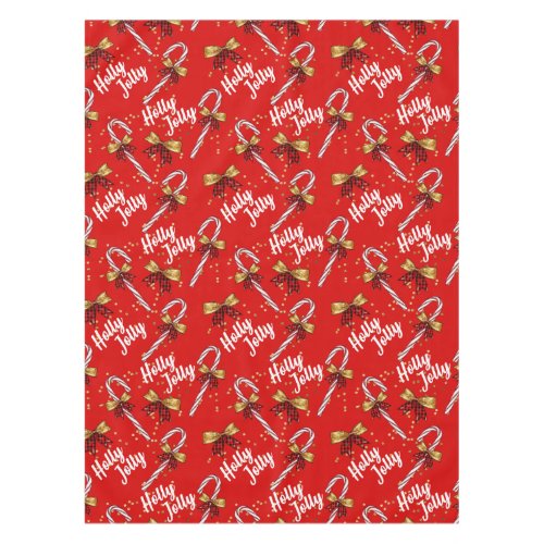 Holly Jolly Candy Cane Cristmas Tablecloth