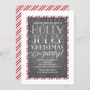 Holly Jolly Candy Cane Holiday Christmas Party Invitation