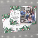 Holly Jolly Christmas 1 Photo Winter Foliage Holiday Card<br><div class="desc">Have a holly jolly Christmas, it's the best time of the year! Send stylish joyful greetings and share a favorite picture with a custom photo holiday card. All text on this template is simple to customize to include any wording, such as Merry Christmas, Happy Holidays, Seasons Greetings, New Year Cheers...</div>