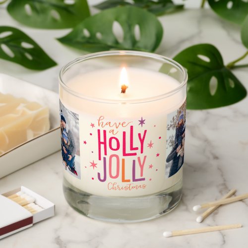 Holly Jolly Christmas 3 Photo Collage Scented Candle