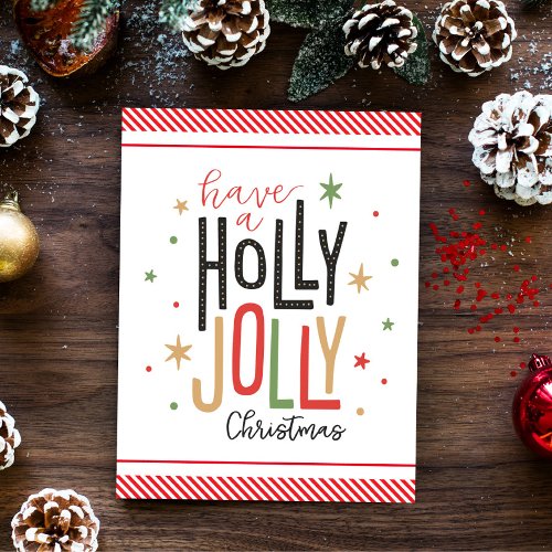 Holly Jolly Christmas add your photo Candy Cane  Holiday Card