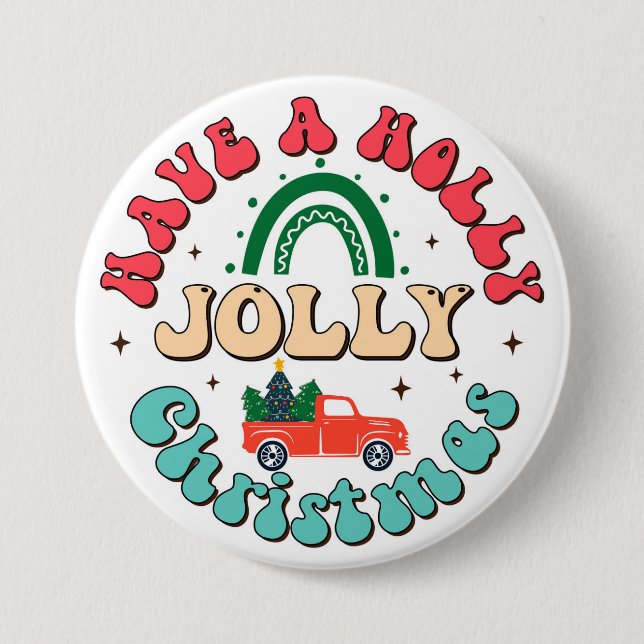 Holly Jolly Christmas  Button (Front)