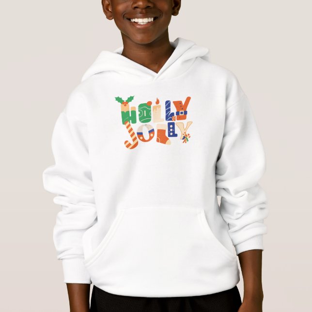 Holly Jolly Christmas Candy Letters Hoodie (Front)