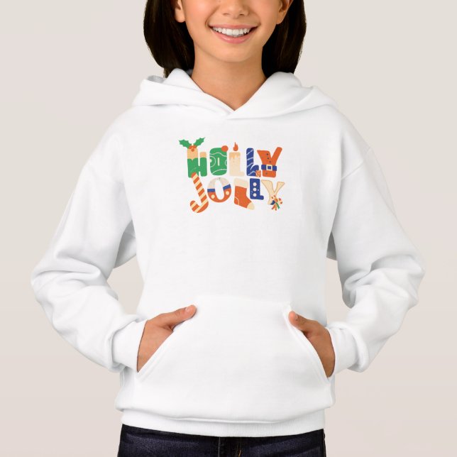 Holly Jolly Christmas Candy Letters Hoodie (Front)