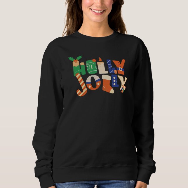 Holly Jolly Christmas Candy Letters Sweatshirt (Front)