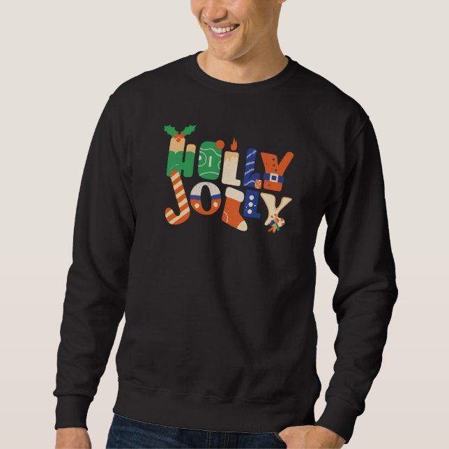 Holly Jolly Christmas Candy Letters Sweatshirt (Front)