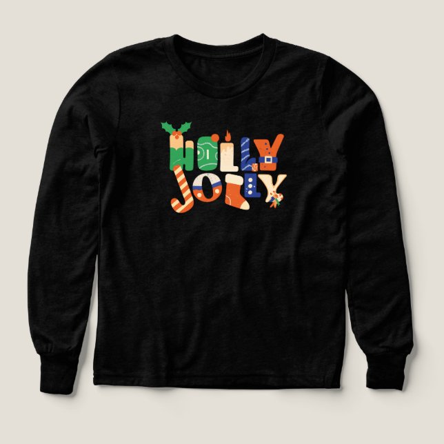 Holly Jolly Christmas Candy Letters Tri-Blend Shirts (Design Front)
