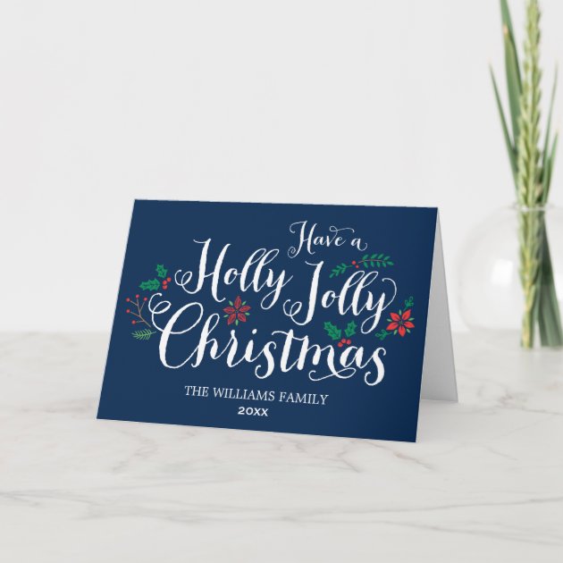 Holly Jolly Christmas Invitation | Navy Blue